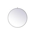 Blueprints 36 in. Metal Frame Round Mirror with Decorative Hook, Grey BL2571284